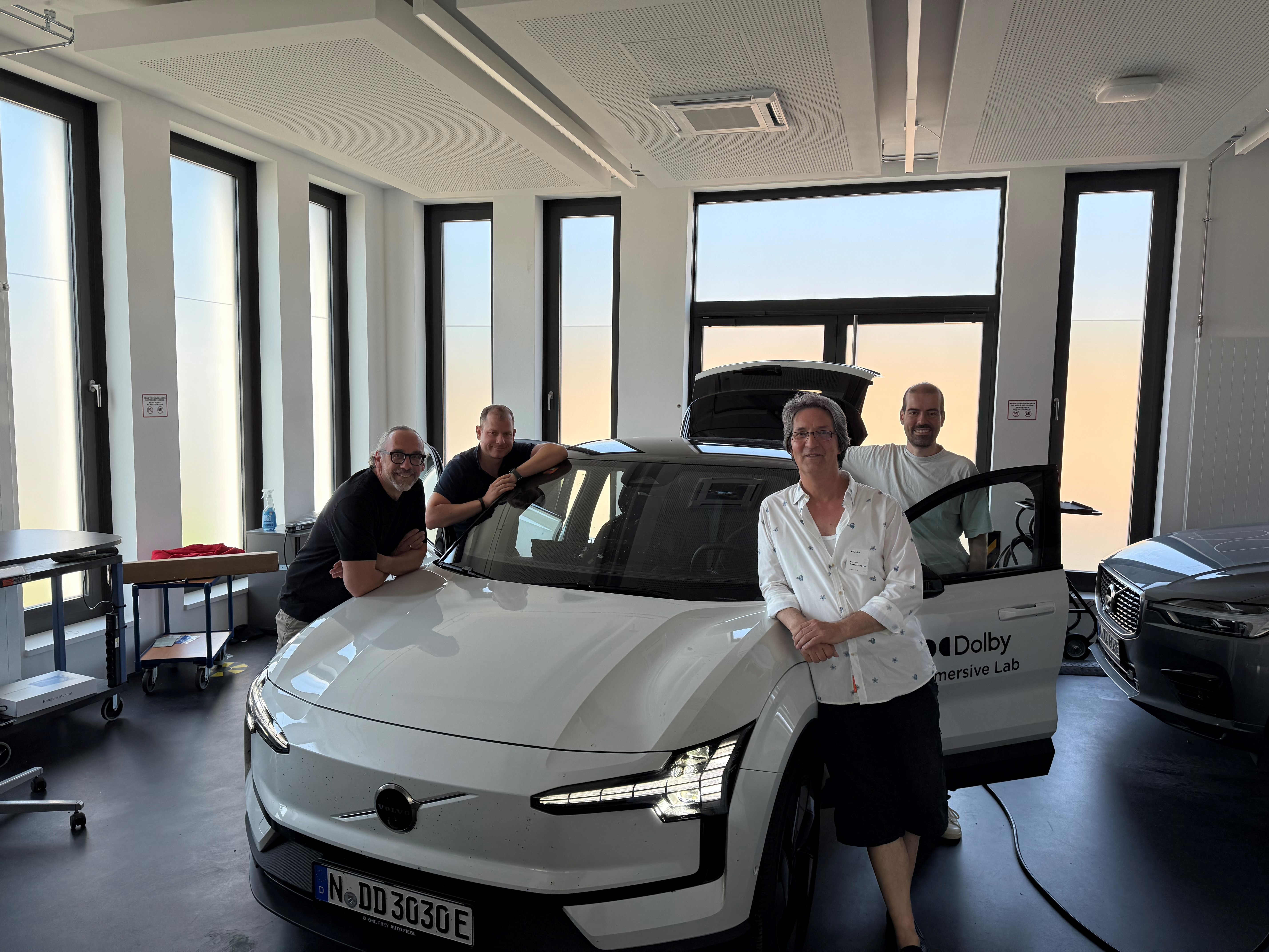 Volvo EX 30 electric vehicle with integrated ATE Ring Mode Drive sound system technology for Dolby Automotive