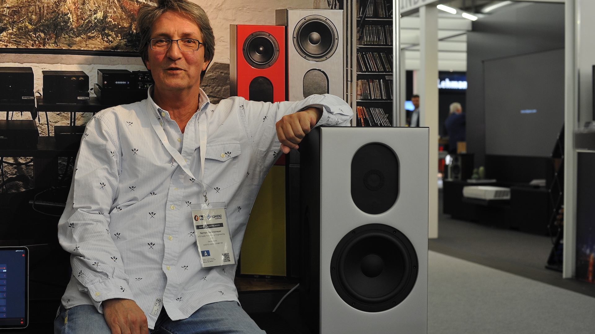 Norman Gerkinsmeyer, ATE Audio founder and developer, presenting Ring Mode Drive technology at trade show